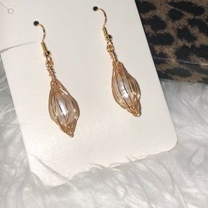 Gold wire wrapped earrings